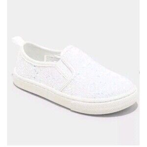 Cat & Jack Yana Sparkle Slip On Glitter Faux Leather Low Top Sneakers